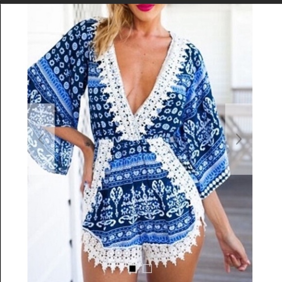 💥 sexy crochet trim romper - Picture 2 of 8